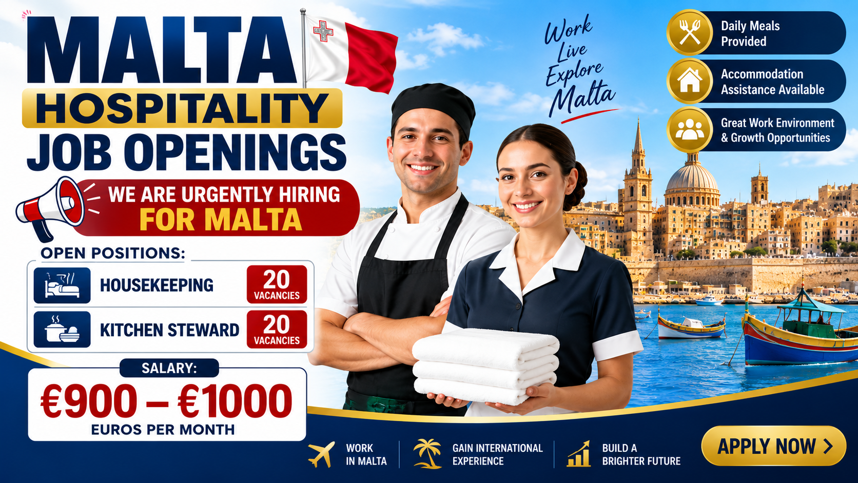 Malta Hospitality Jobs: 40 Urgent Vacancies